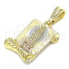 Dije Religioso 05.351.0139.1 Oro Laminado, Diseño de Guadalupe, Pulido, Tres Tonos