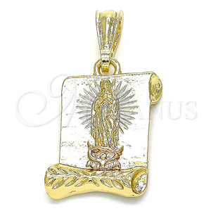 Dije Religioso 05.351.0139.1 Oro Laminado, Diseño de Guadalupe, Pulido, Tres Tonos