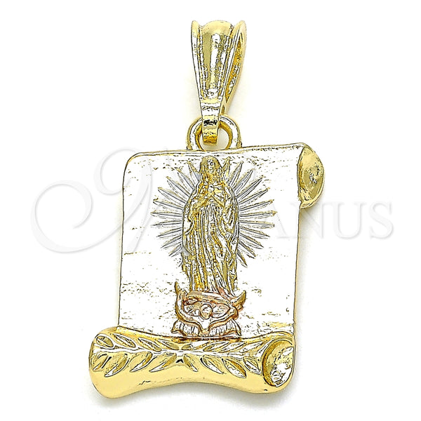 Dije Religioso 05.351.0139.1 Oro Laminado, Diseño de Guadalupe, Pulido, Tres Tonos