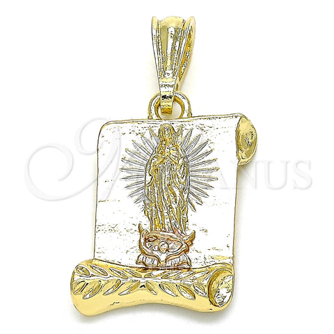 Dije Religioso 05.351.0139.1 Oro Laminado, Diseño de Guadalupe, Pulido, Tres Tonos