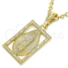 Dije Religioso 05.351.0140 Oro Laminado, Diseño de Guadalupe, Pulido, Tono Dorado