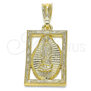 Dije Religioso 05.351.0140 Oro Laminado, Diseño de Guadalupe, Pulido, Tono Dorado