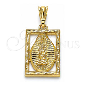 Dije Religioso 05.351.0140 Oro Laminado, Diseño de Guadalupe, Pulido, Tono Dorado