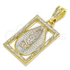 Dije Religioso 05.351.0140.1 Oro Laminado, Diseño de Guadalupe, Pulido, Tres Tonos
