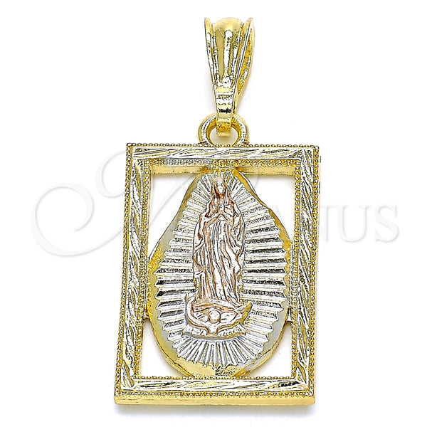 Dije Religioso 05.351.0140.1 Oro Laminado, Diseño de Guadalupe, Pulido, Tres Tonos
