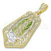 Dije Religioso 05.351.0143 Oro Laminado, Diseño de Guadalupe, Pulido, Tres Tonos