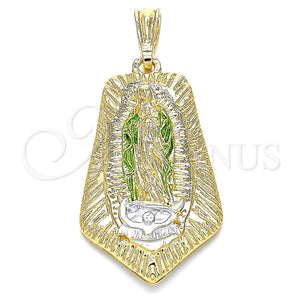 Dije Religioso 05.351.0143 Oro Laminado, Diseño de Guadalupe, Pulido, Tres Tonos