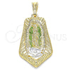Dije Religioso 05.351.0143 Oro Laminado, Diseño de Guadalupe, Pulido, Tres Tonos