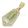 Dije Religioso 05.351.0144 Oro Laminado, Diseño de Guadalupe, Pulido, Tres Tonos