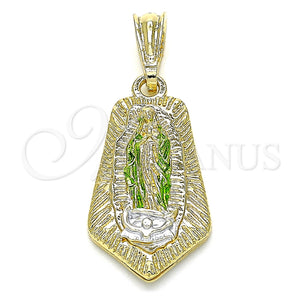 Dije Religioso 05.351.0144 Oro Laminado, Diseño de Guadalupe, Pulido, Tres Tonos