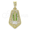 Dije Religioso 05.351.0144 Oro Laminado, Diseño de Guadalupe, Pulido, Tres Tonos