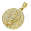 Dije Religioso 05.351.0045.1 Oro Laminado, Diseño de Guadalupe, Diamantado, Tono Dorado