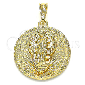 Dije Religioso 05.351.0045.1 Oro Laminado, Diseño de Guadalupe, Diamantado, Tono Dorado