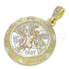 Dije Religioso 05.351.0146 Oro Laminado, Diseño de Moneda Centenario y Angel, Pulido, Tres Tonos