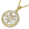 Dije Religioso 05.351.0146 Oro Laminado, Diseño de Moneda Centenario y Angel, Pulido, Tres Tonos