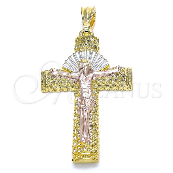 Dije Religioso 05.351.0159.1 Oro Laminado, Diseño de Crucifijo, Pulido, Tres Tonos