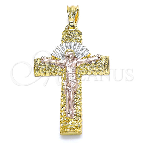 Dije Religioso 05.351.0159.1 Oro Laminado, Diseño de Crucifijo, Pulido, Tres Tonos