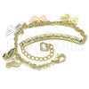 Pulsera de Dije 03.351.0101.07 Oro Laminado, Diseño de Mariposa, Diamantado, Tres Tonos (03 MM Thickness, 7 Inches Length)