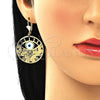 Arete Colgante 02.351.0098 Oro Laminado, Diseño de Mariposa y Ojo Griego, con Blanca Madre Perla, Pulido, Tono Dorado