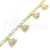 Pulsera de Dije 03.351.0106.07 Oro Laminado, Diseño de Elefante, Pulido, Tono Dorado (04 MM Thickness, 7 Inches Length)