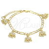 Pulsera de Dije 03.351.0106.07 Oro Laminado, Diseño de Elefante, Pulido, Tono Dorado (04 MM Thickness, 7 Inches Length)