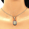 Juego de Arete y Dije de Adulto 10.351.0012 Oro Laminado, Diseño de Guadalupe y Gota, con Multicolor Cristal, Pulido, Tono Dorado