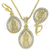 Juego de Arete y Dije de Adulto 10.351.0012.2 Oro Laminado, con Blanca Cristal, Pulido, Tono Dorado