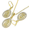 Juego de Arete y Dije de Adulto 10.351.0012.2 Oro Laminado, con Blanca Cristal, Pulido, Tono Dorado
