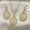 Juego de Arete y Dije de Adulto 10.351.0012.2 Oro Laminado, con Blanca Cristal, Pulido, Tono Dorado