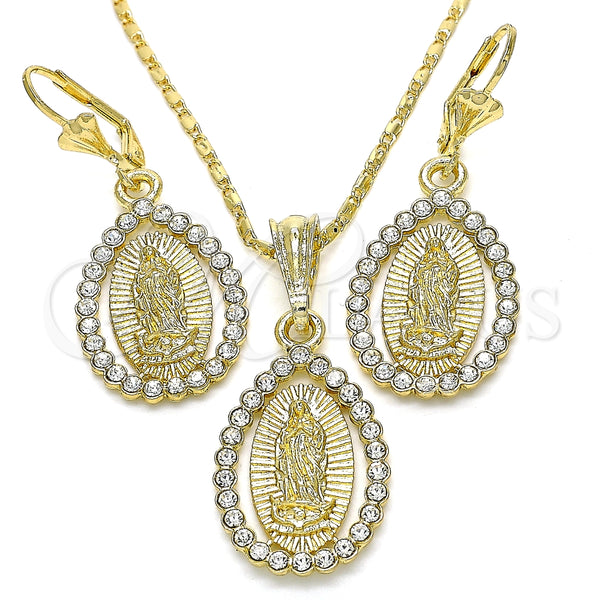 Juego de Arete y Dije de Adulto 10.351.0012.2 Oro Laminado, con Blanca Cristal, Pulido, Tono Dorado