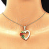Collares con Dije 04.351.0013.20 Oro Laminado, Diseño de Corazón y Flor, Pulido, Tres Tonos (02 MM Thickness, 20 Inches Length)