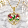 Collares con Dije 04.351.0014.1.20 Oro Laminado, Diseño de Corazón y Flor, Pulido, Tres Tonos (Grosor 02 MM, 20 Pulgadas de Largo)