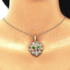 Collares con Dije 04.351.0015.20 Oro Laminado, Diseño de Corazón y Mariposa, con Blanca Cristal, Pulido, Tres Tonos (02 MM Thickness, 20 Inches Length)