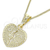 Collares con Dije 04.351.0017.20 Oro Laminado, Diseño de Corazón y Amor, Pulido, Tono Dorado (02 MM Thickness, 20 Inches Length)