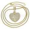 Collares con Dije 04.351.0017.20 Oro Laminado, Diseño de Corazón y Amor, Pulido, Tono Dorado (02 MM Thickness, 20 Inches Length)