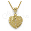 Collares con Dije 04.351.0017.20 Oro Laminado, Diseño de Corazón y Amor, Pulido, Tono Dorado (Grosor 02 MM, 20 Pulgadas de Largo)