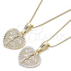 Collares con Dije 04.351.0017.20 Oro Laminado, Diseño de Corazón y Amor, Pulido, Tono Dorado (02 MM Thickness, 20 Inches Length)