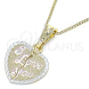 Collares con Dije 04.351.0017.1.20 Oro Laminado, Diseño de Corazón y Amor, Pulido, Tres Tonos (02 MM Thickness, 20 Inches Length)
