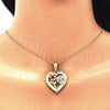 Collares con Dije 04.351.0018.1.20 Oro Laminado, Diseño de Corazón y Flor, con Granate Cristal, Pulido, Tono Dorado (02 MM Thickness, 20 Inches Length)