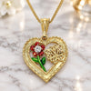 Collares con Dije 04.351.0018.2.20 Oro Laminado, Diseño de Corazón y Flor, con Cristal Blanca, Pulido, Tres Tonos (Grosor 02 MM, 20 Pulgadas de Largo)