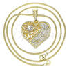 Collares con Dije 04.351.0019.1.20 Oro Laminado, Diseño de Corazón y Libélula, con Cristal Blanca, Pulido, Tres Tonos (Grosor 02 MM, 20 Pulgadas de Largo)