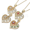 Collares con Dije 04.351.0019.1.20 Oro Laminado, Diseño de Corazón y Libélula, con Blanca Cristal, Pulido, Tres Tonos (02 MM Thickness, 20 Inches Length)