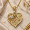 Collares con Dije 04.351.0019.2.20 Oro Laminado, Diseño de Corazón y Libélula, con Cristal Blanca, Pulido, Tono Dorado (Grosor 02 MM, 20 Pulgadas de Largo)