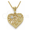Collares con Dije 04.351.0019.2.20 Oro Laminado, Diseño de Corazón y Libélula, con Cristal Blanca, Pulido, Tono Dorado (Grosor 02 MM, 20 Pulgadas de Largo)