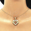 Collares con Dije 04.351.0020.20 Oro Laminado, Diseño de Corazón y Elefante, con Granate Cristal, Pulido, Tono Dorado (02 MM Thickness, 20 Inches Length)