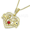 Collares con Dije 04.351.0020.20 Oro Laminado, Diseño de Corazón y Elefante, con Granate Cristal, Pulido, Tono Dorado (02 MM Thickness, 20 Inches Length)