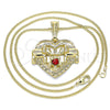 Collares con Dije 04.351.0020.20 Oro Laminado, Diseño de Corazón y Elefante, con Cristal Granate, Pulido, Tono Dorado (Grosor 02 MM, 20 Pulgadas de Largo)