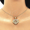 Collares con Dije 04.351.0020.1.20 Oro Laminado, Diseño de Corazón y Elefante, con Blanca Cristal, Pulido, Tono Dorado (02 MM Thickness, 20 Inches Length)