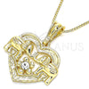 Collares con Dije 04.351.0020.1.20 Oro Laminado, Diseño de Corazón y Elefante, con Blanca Cristal, Pulido, Tono Dorado (02 MM Thickness, 20 Inches Length)
