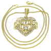 Collares con Dije 04.351.0020.1.20 Oro Laminado, Diseño de Corazón y Elefante, con Blanca Cristal, Pulido, Tono Dorado (02 MM Thickness, 20 Inches Length)